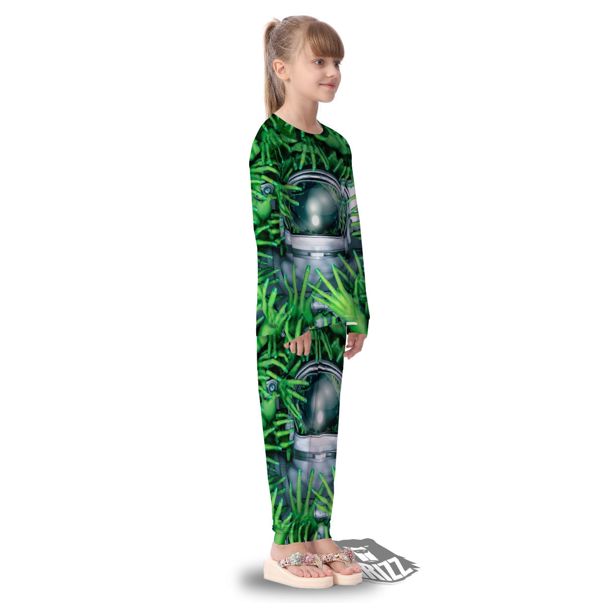 Astronaut And Alien Sci Fi Print Kid's Pajamas-grizzshop