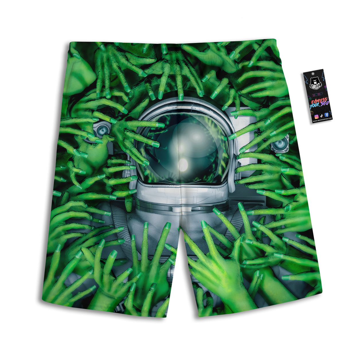 Astronaut And Alien Sci Fi Print Men's Athletic Shorts