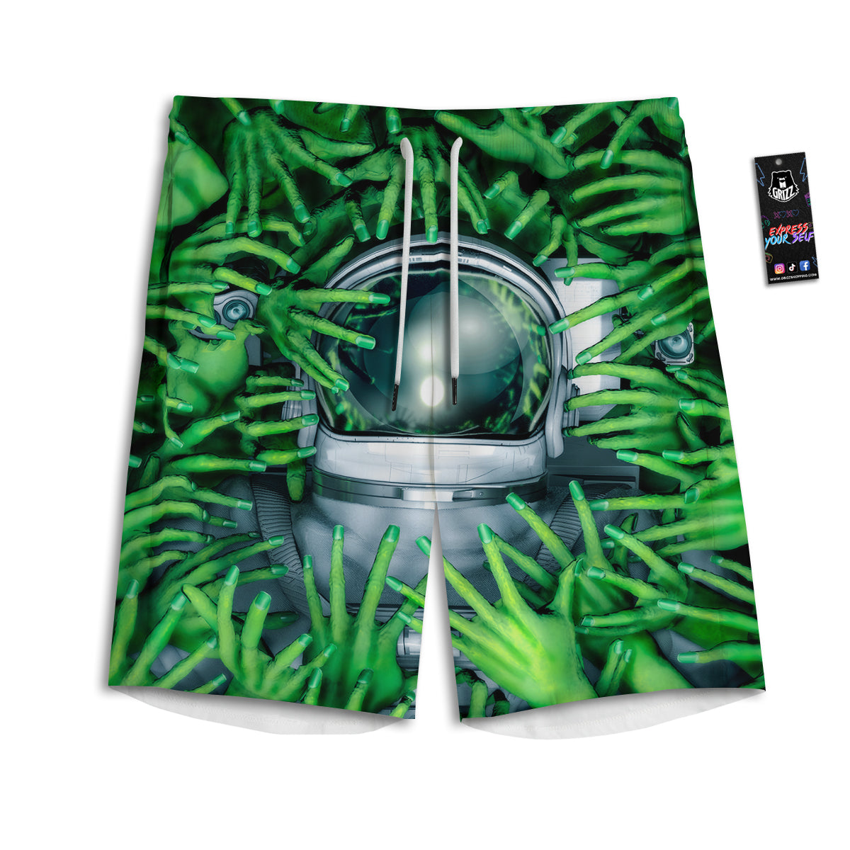 Astronaut And Alien Sci Fi Print Men's Athletic Shorts