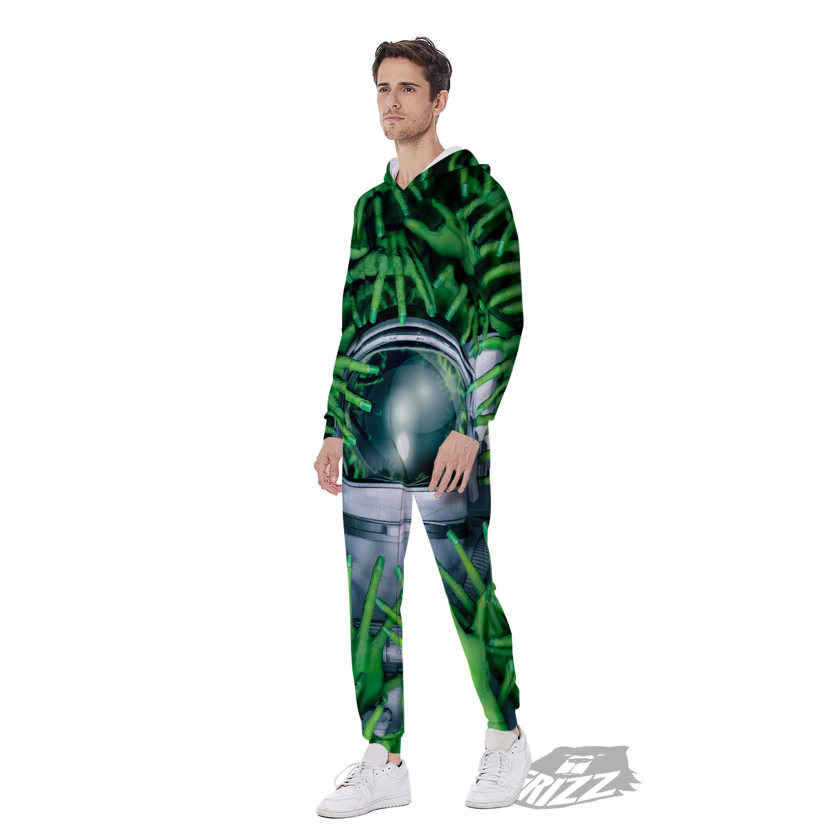 Astronaut And Alien Sci Fi Print Men's Jumpsuit-grizzshop