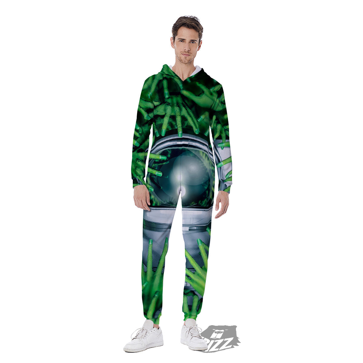 Astronaut And Alien Sci Fi Print Men's Jumpsuit-grizzshop