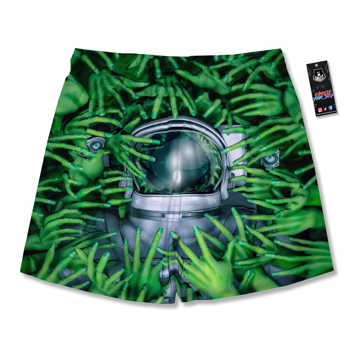 Astronaut And Alien Sci Fi Print Men's Running Shorts-grizzshop