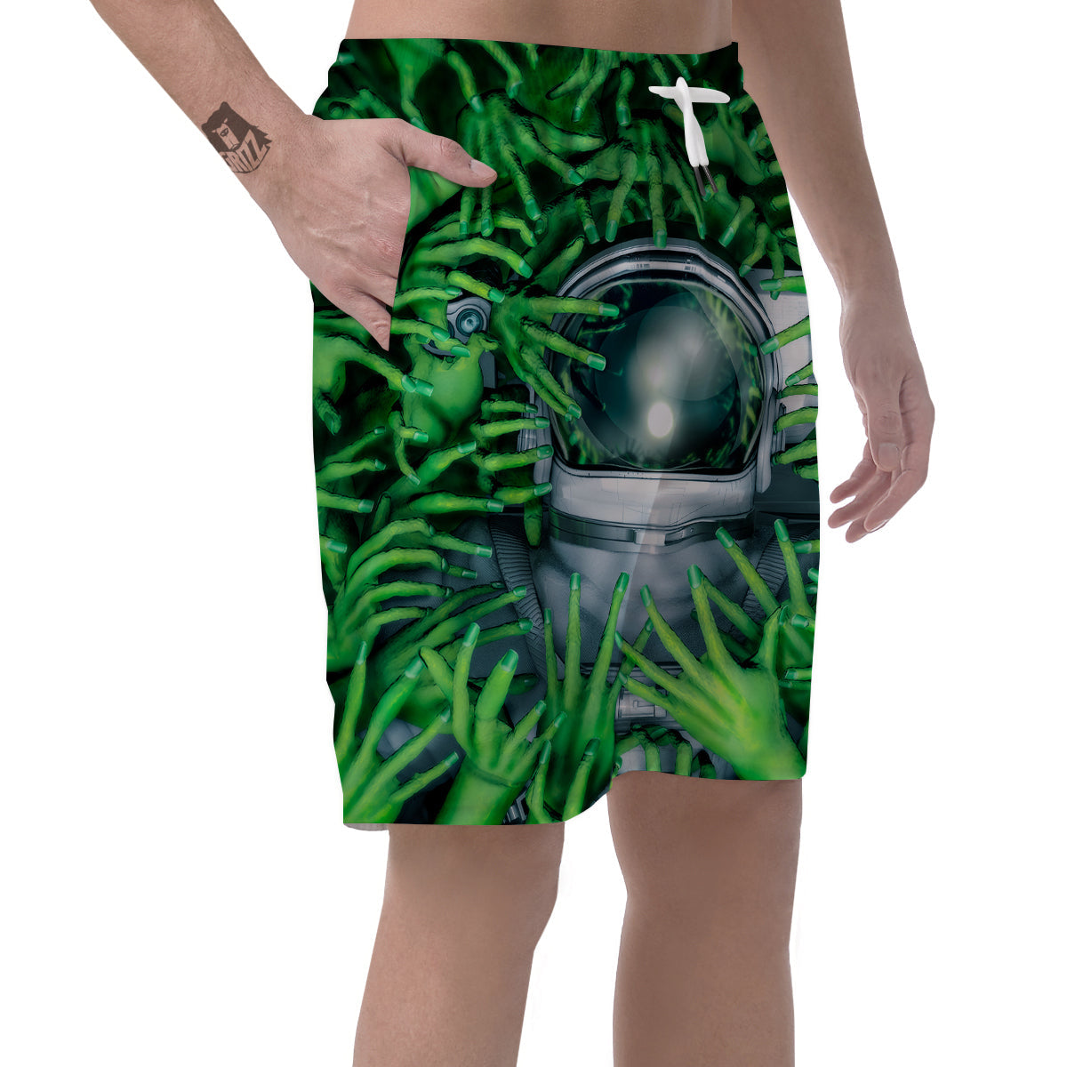 Astronaut And Alien Sci Fi Print Men's Shorts-grizzshop