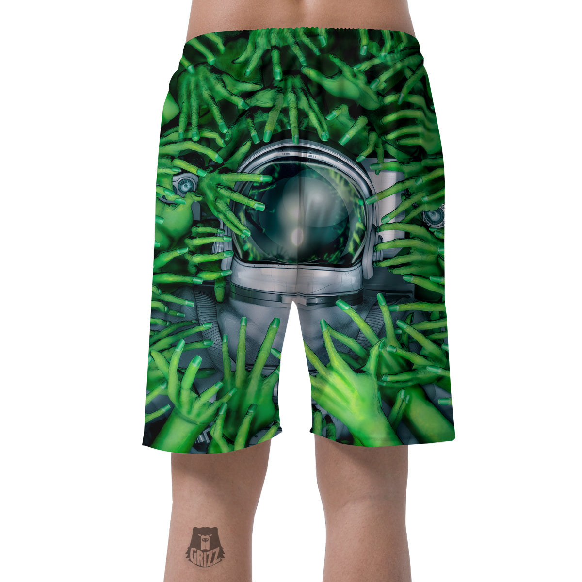 Astronaut And Alien Sci Fi Print Men's Shorts-grizzshop