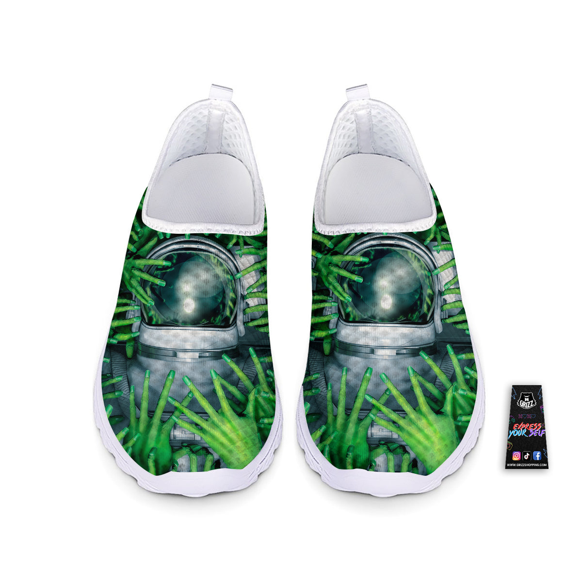 Astronaut And Alien Sci Fi Print Nurse Shoes-grizzshop
