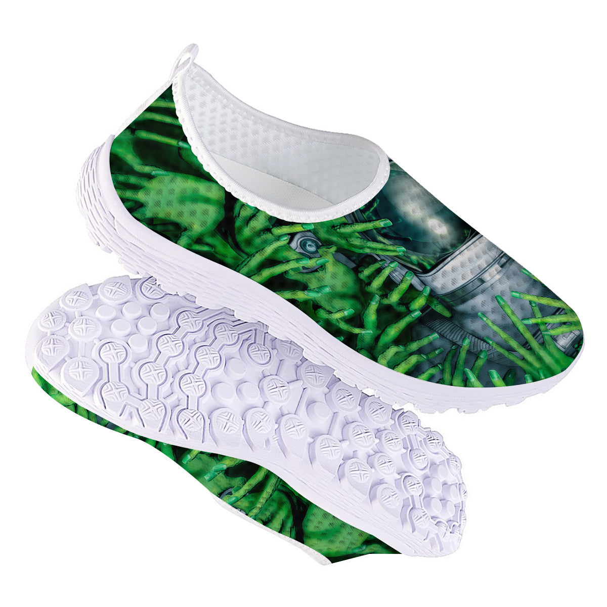 Astronaut And Alien Sci Fi Print Nurse Shoes-grizzshop