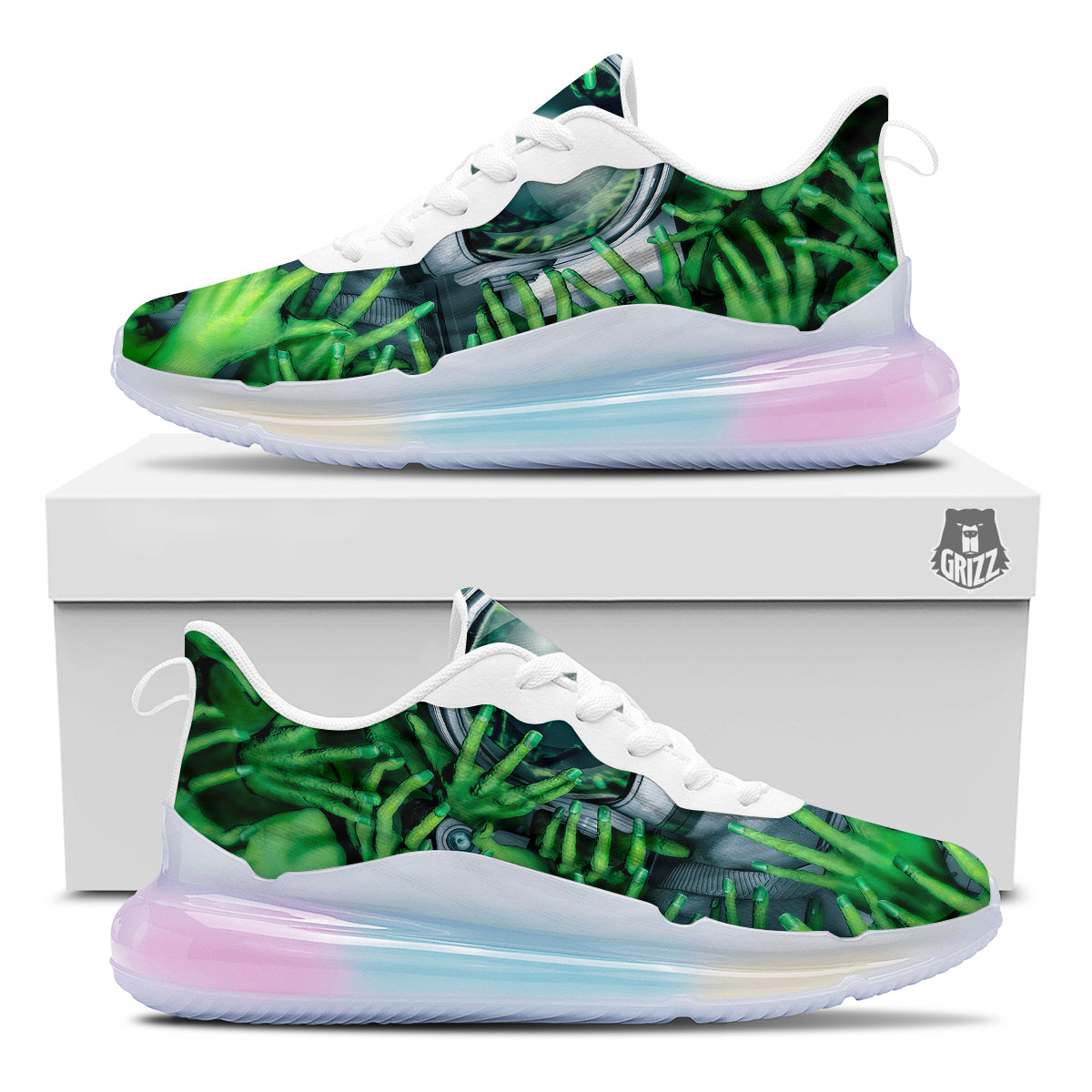 Astronaut And Alien Sci Fi Print Running Sneakers-grizzshop