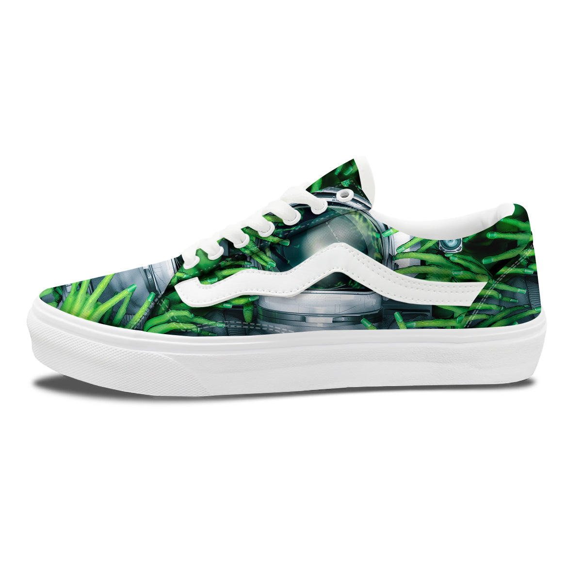 Astronaut And Alien Sci Fi Print Skate Shoes-grizzshop
