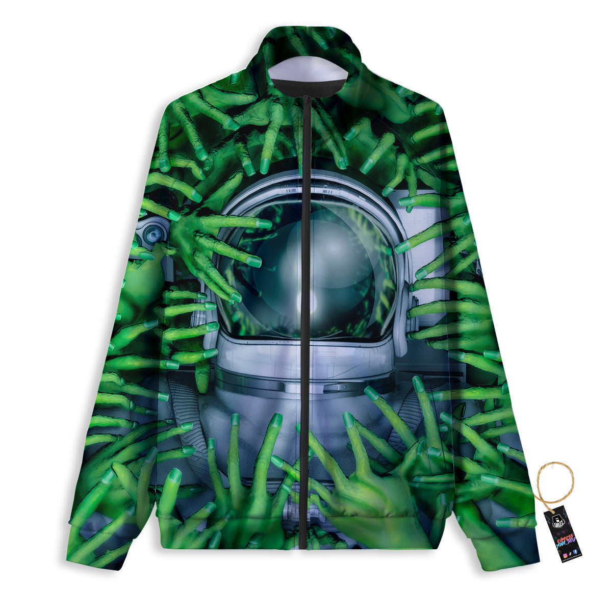 Astronaut And Alien Sci Fi Print Track Jacket-grizzshop
