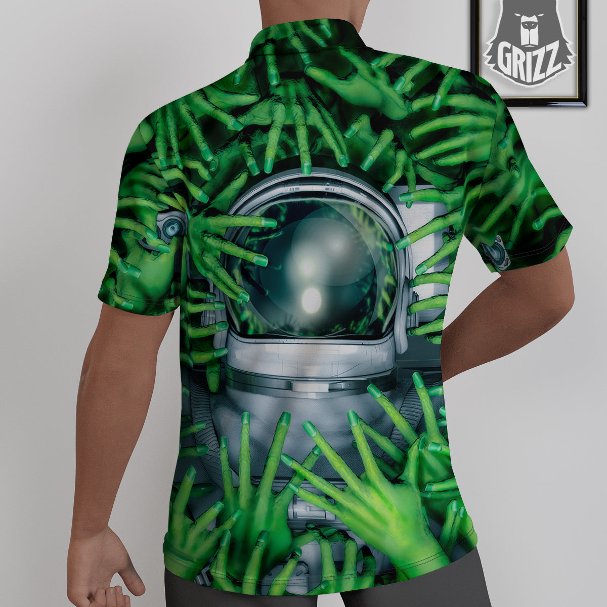 Astronaut And Alien Sci Fi Print Untucked Shirts-grizzshop
