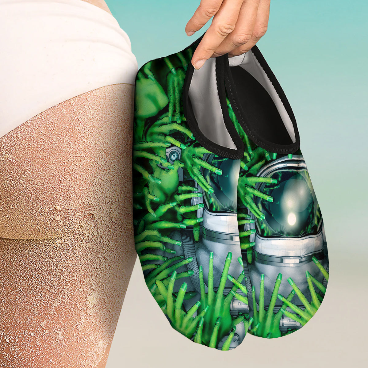 Astronaut And Alien Sci Fi Print Water Shoes-grizzshop