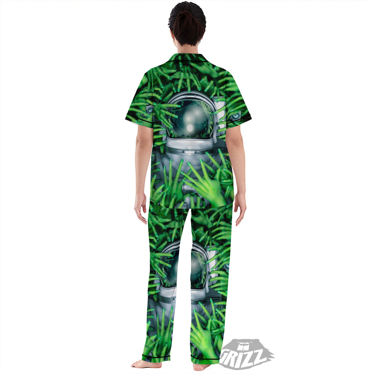 Astronaut And Alien Sci Fi Print Women's Pajamas Set-grizzshop