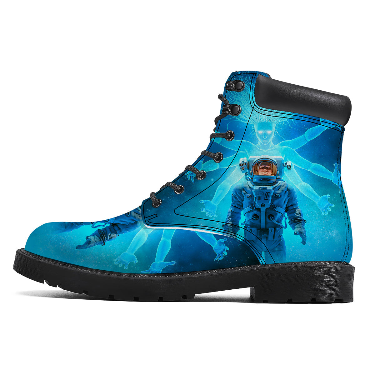 Astronaut And Female Alien Print Boots-grizzshop