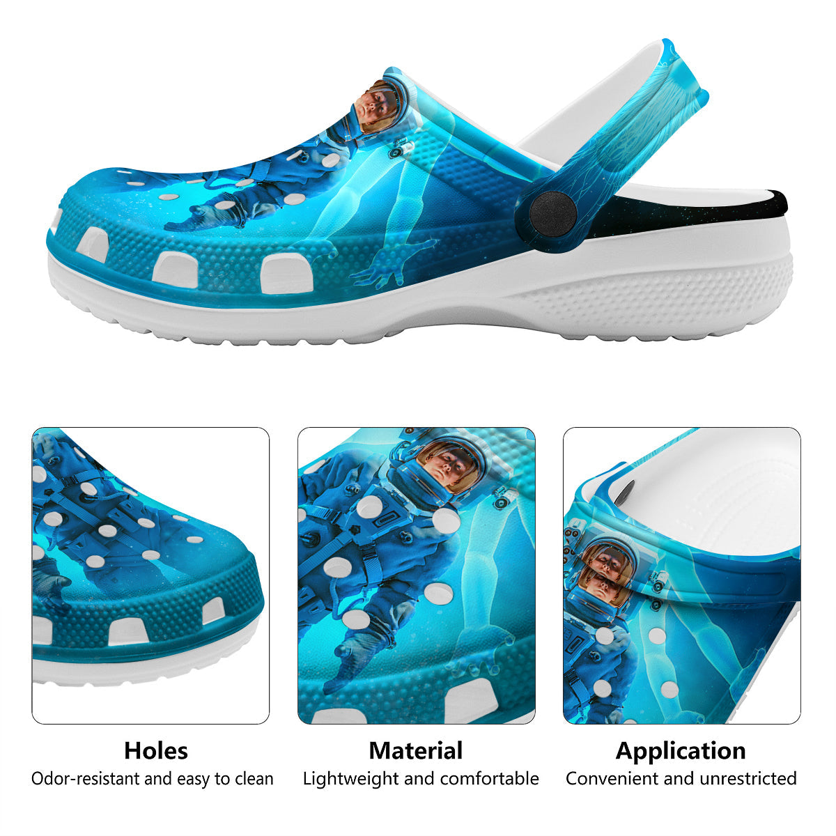 Astronaut And Female Alien Print Clog-grizzshop