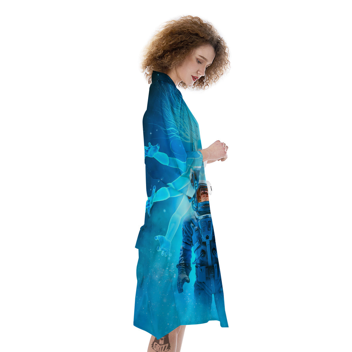 Astronaut And Female Alien Print Kimono-grizzshop
