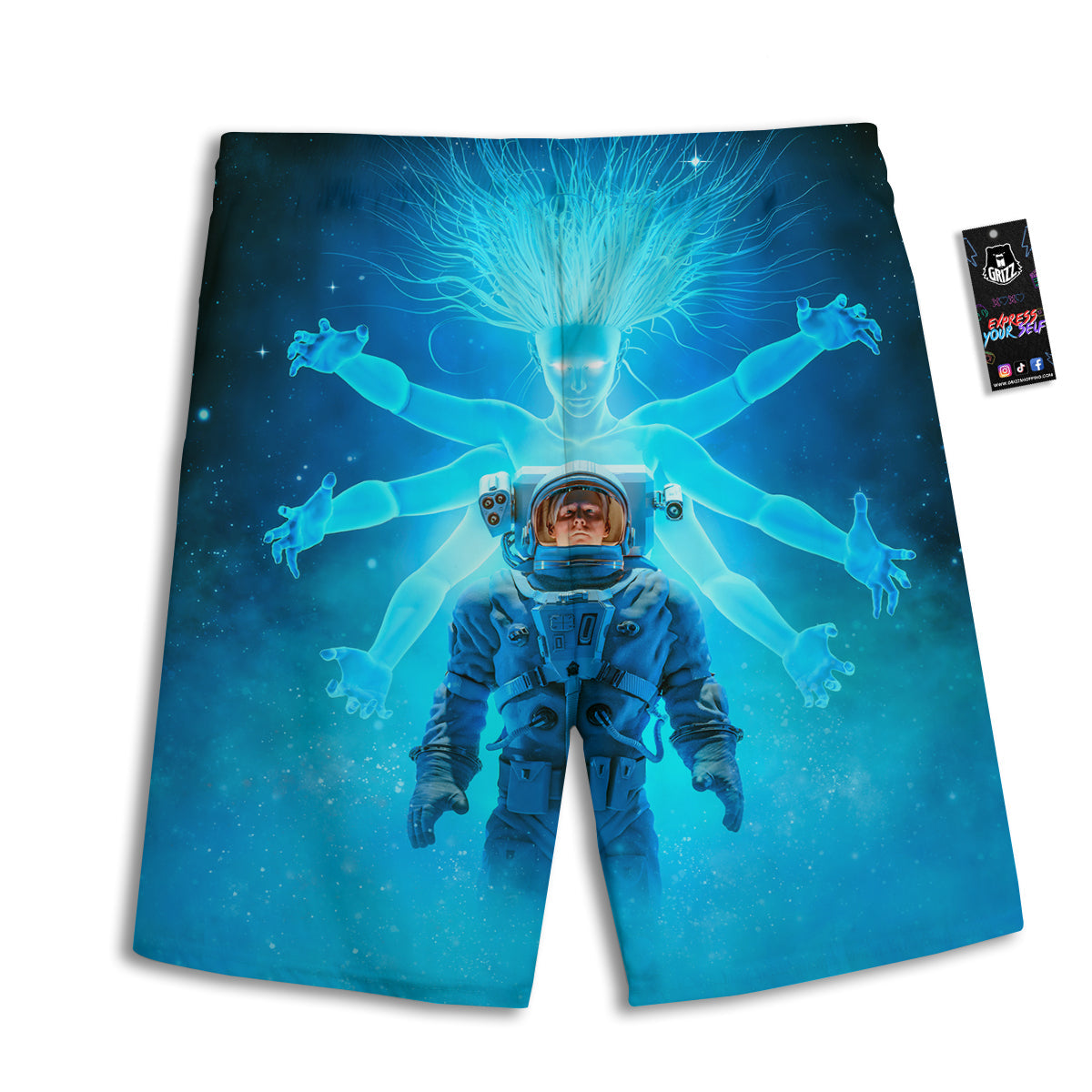 Astronaut And Female Alien Print Men's Athletic Shorts