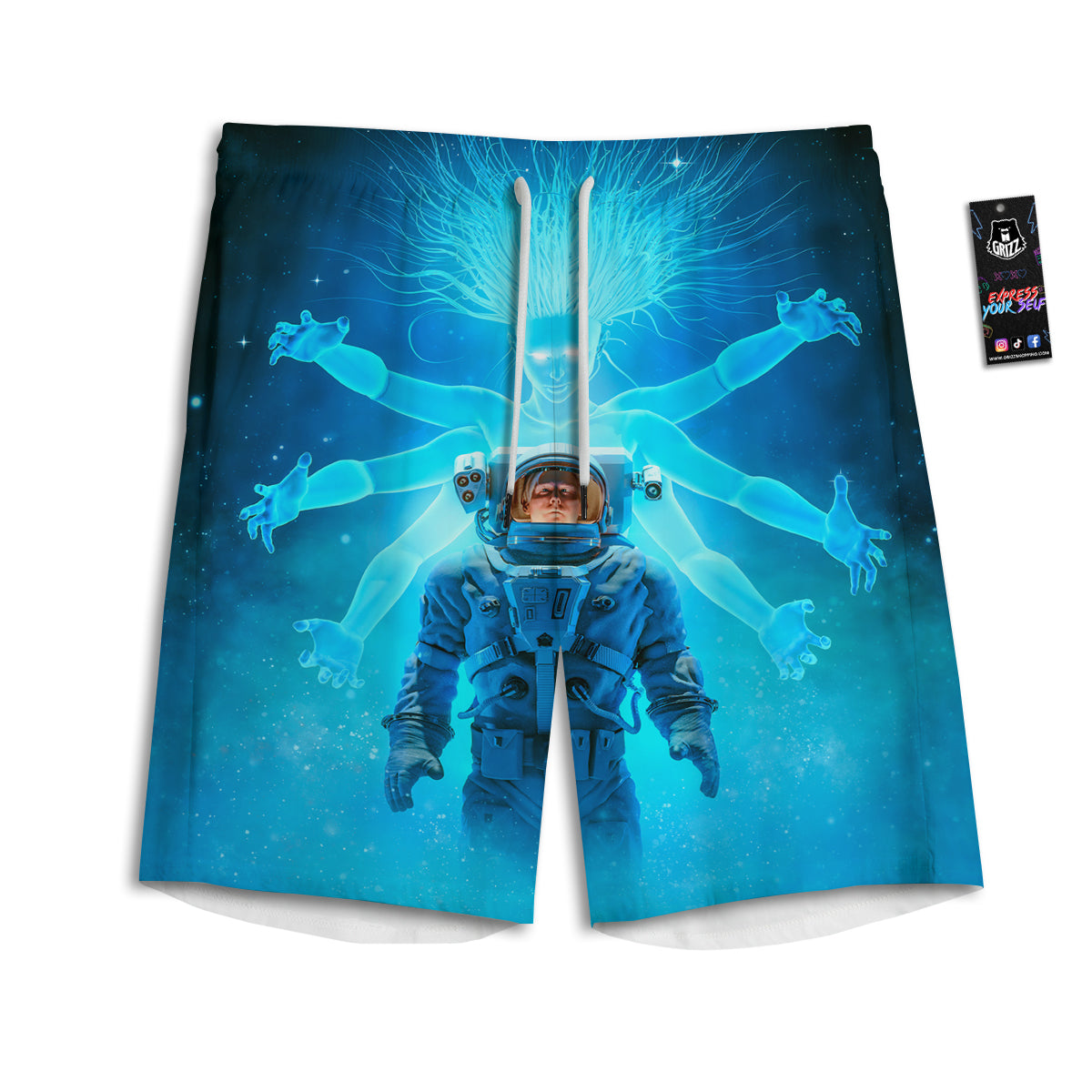 Astronaut And Female Alien Print Men's Athletic Shorts