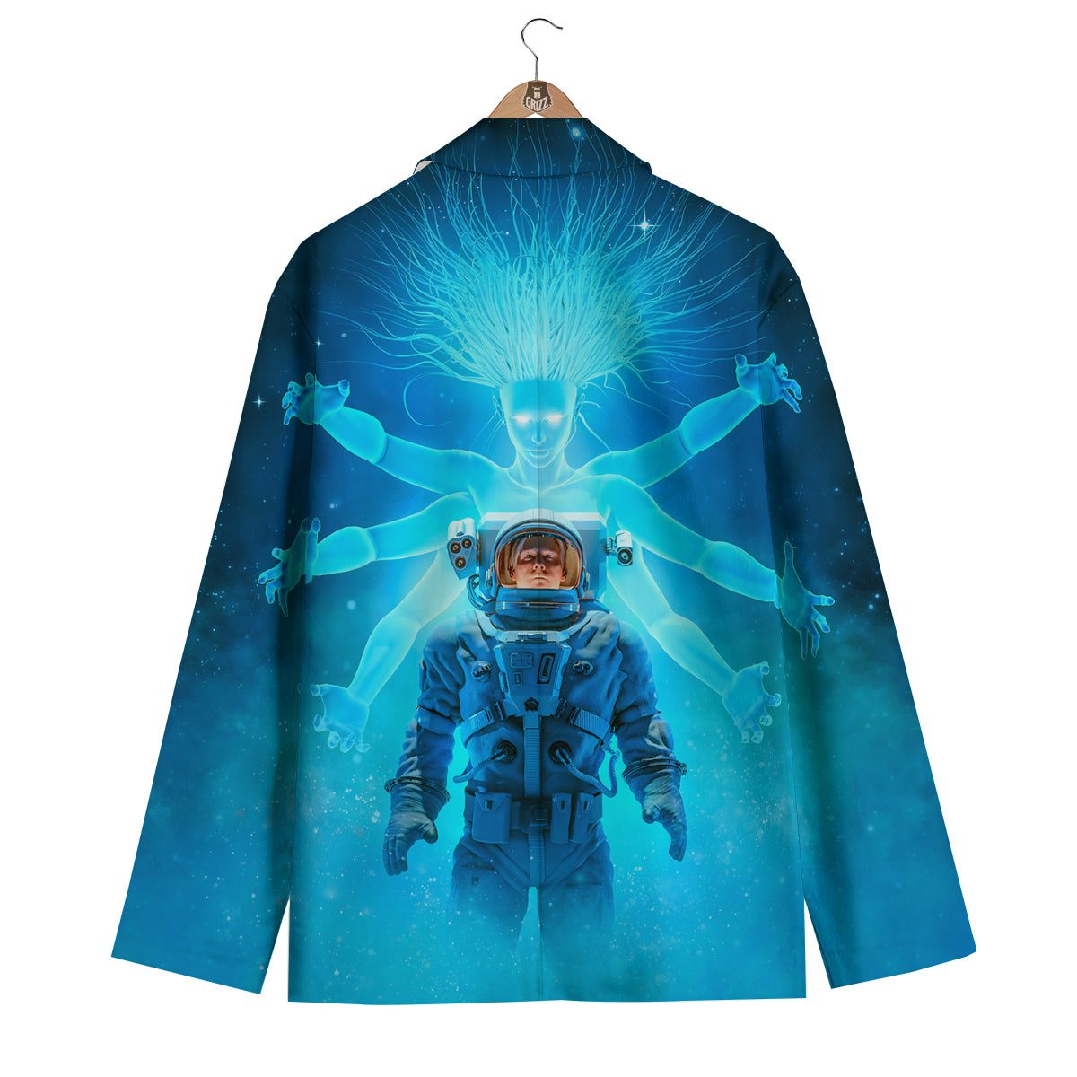 Astronaut And Female Alien Print Men's Blazer-grizzshop