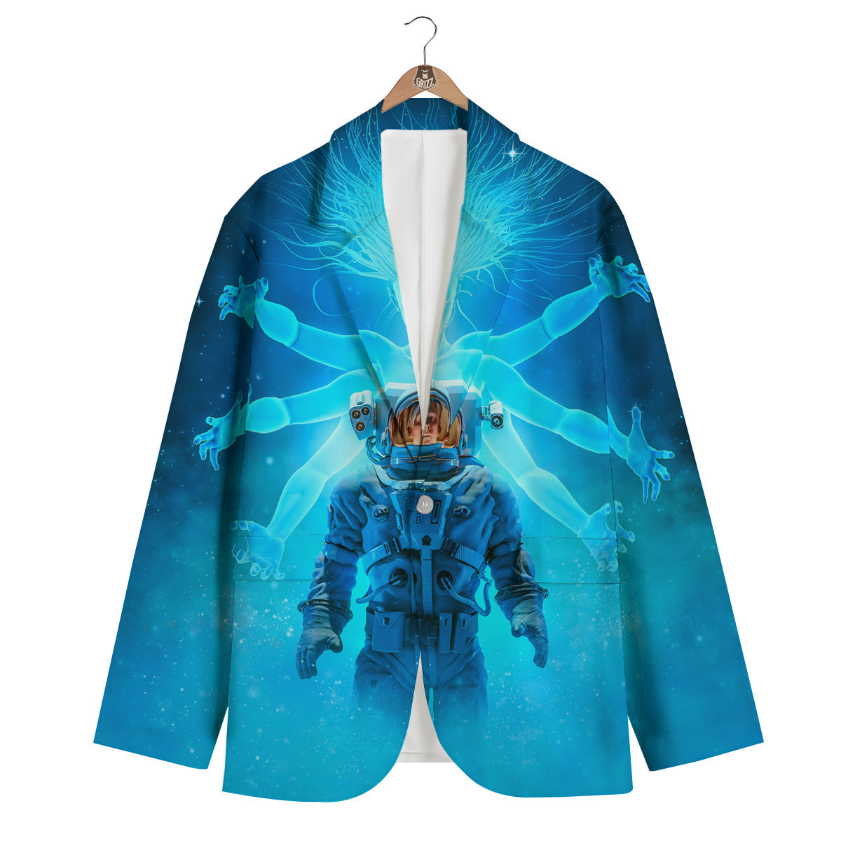 Astronaut And Female Alien Print Men's Blazer-grizzshop