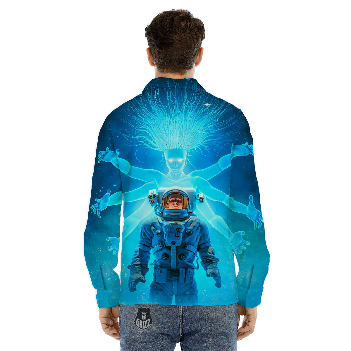 Astronaut And Female Alien Print Men's Dress Shirts-grizzshop