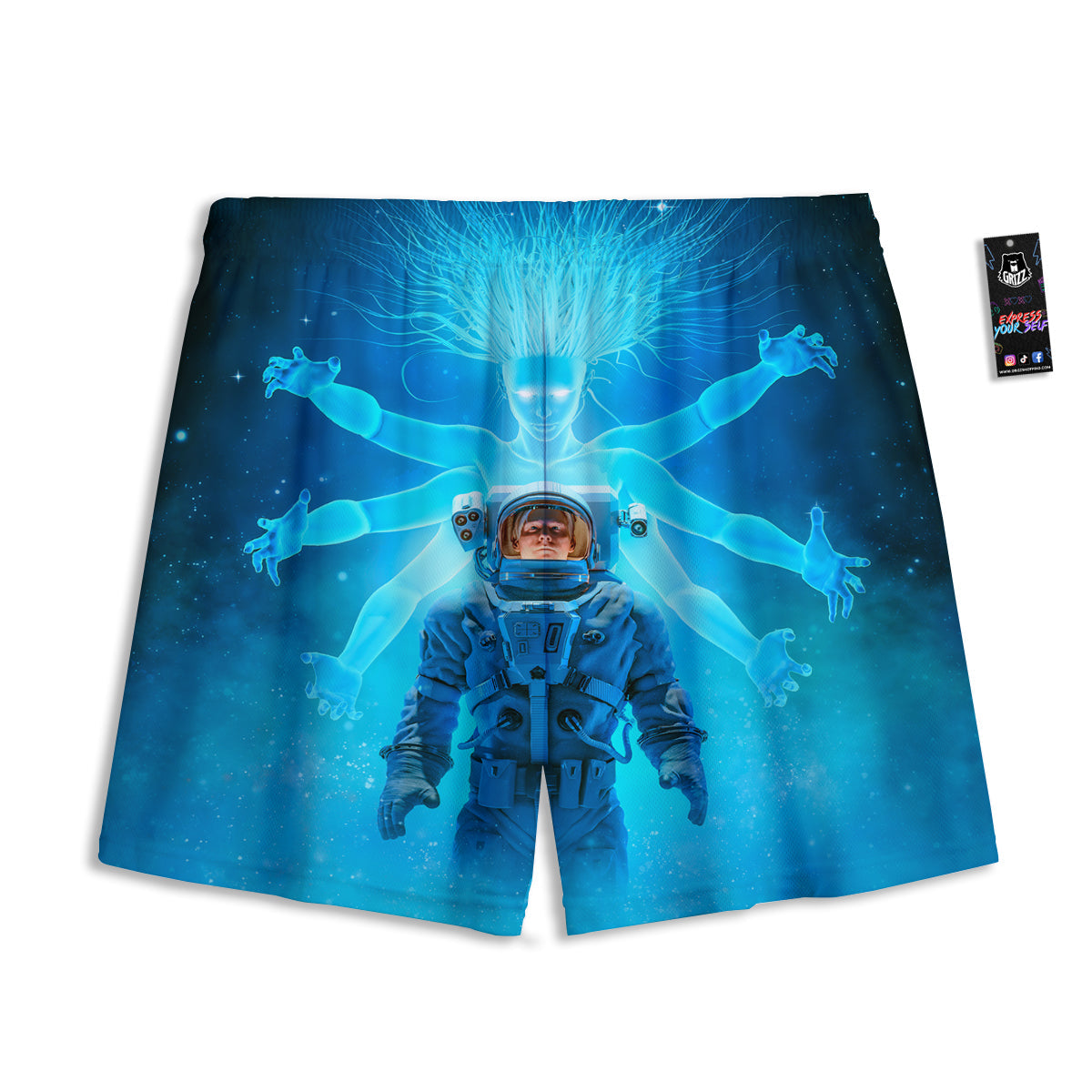 Bull Terrier Green Print Pattern Mesh Shorts