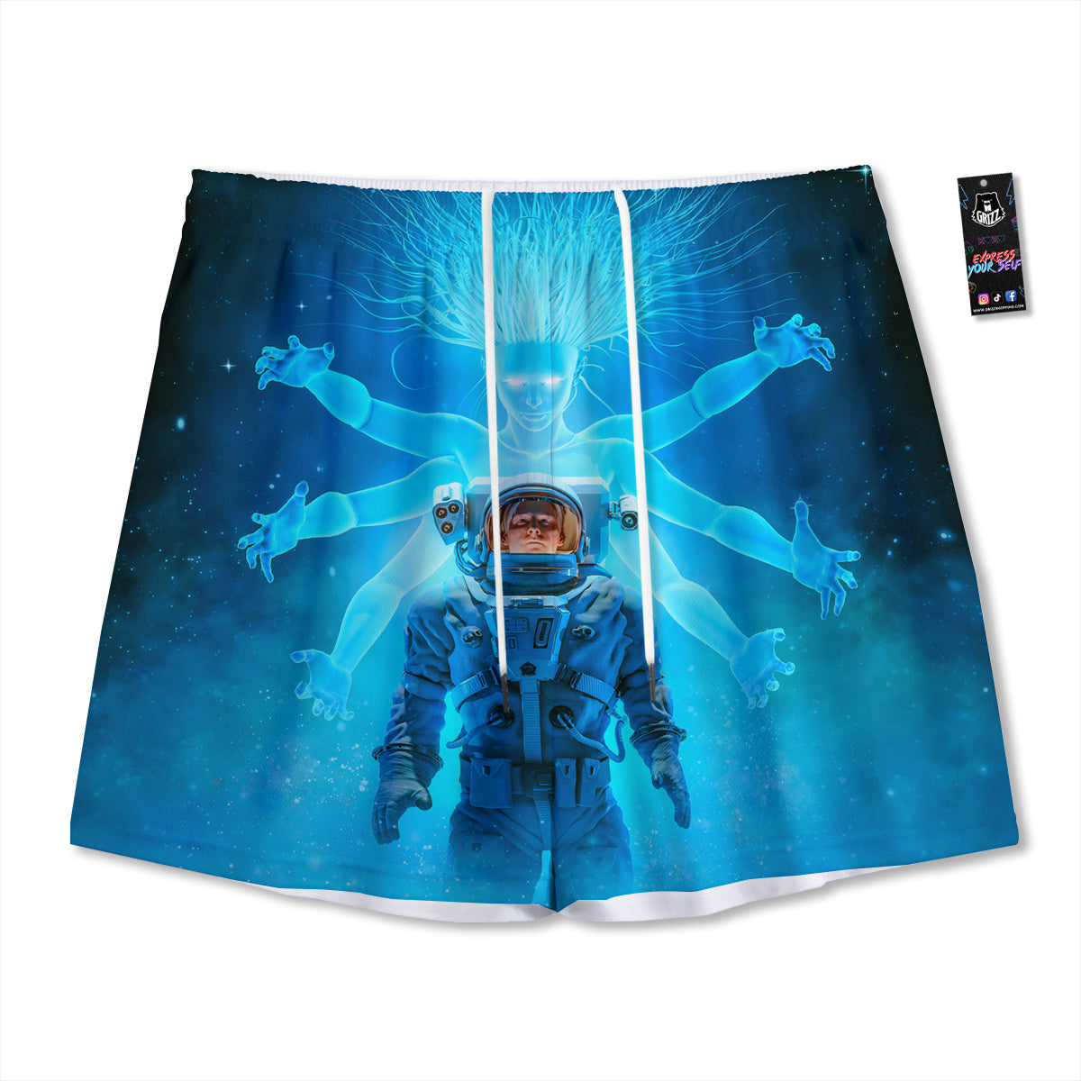 Bull Terrier Green Print Pattern Mesh Shorts