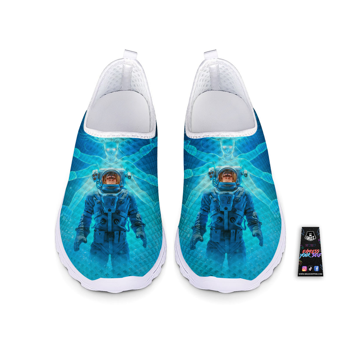 Astronaut And Female Alien Print Nurse Shoes-grizzshop