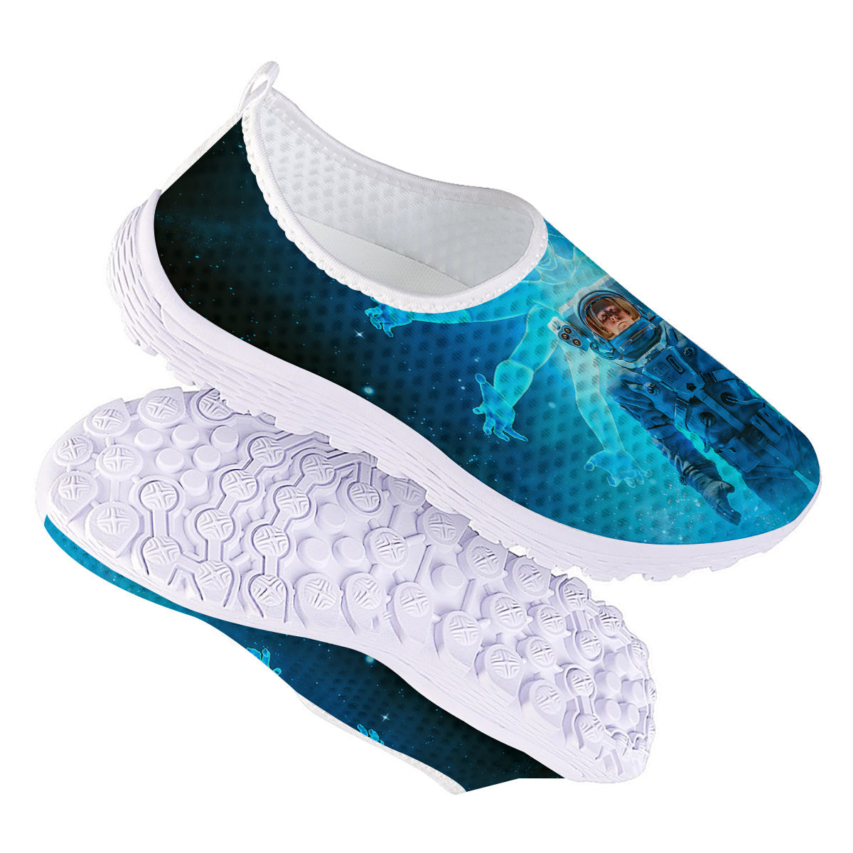 Astronaut And Female Alien Print Nurse Shoes-grizzshop