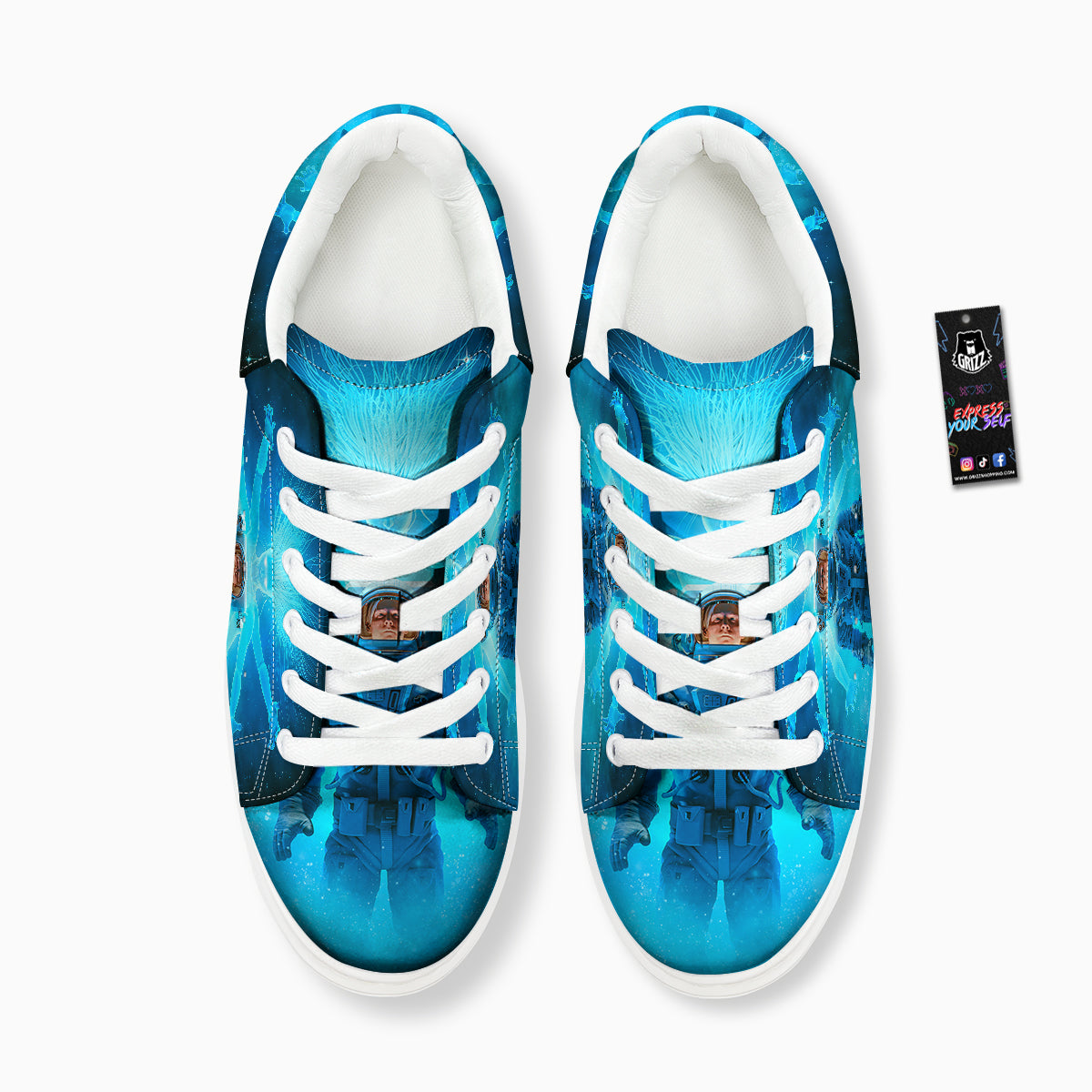 Astronaut And Female Alien Print Platform Shoes-grizzshop