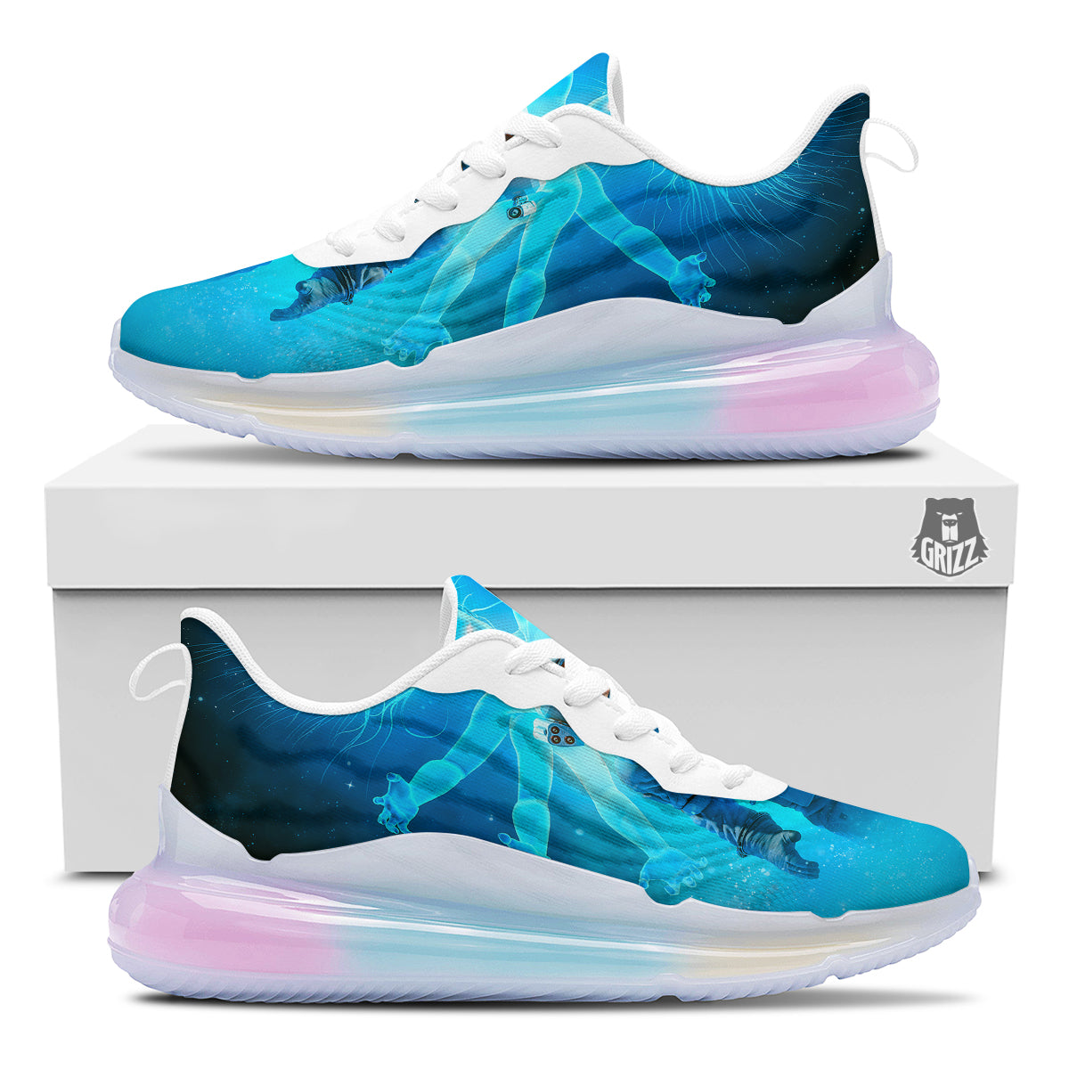 Astronaut And Female Alien Print Running Sneakers-grizzshop