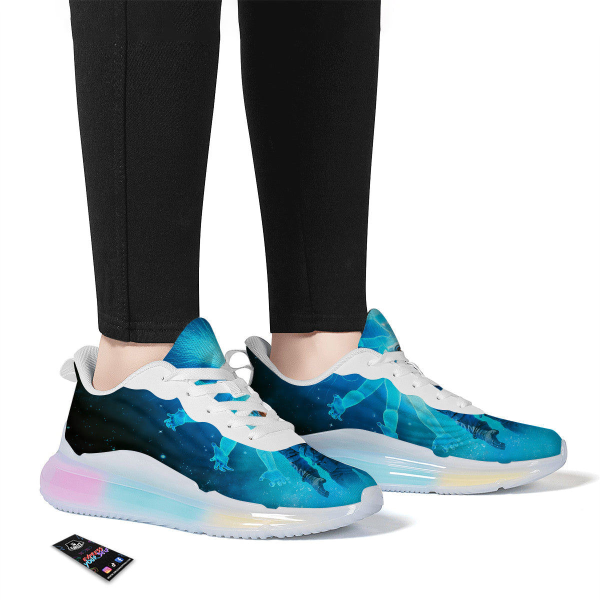 Astronaut And Female Alien Print Running Sneakers-grizzshop