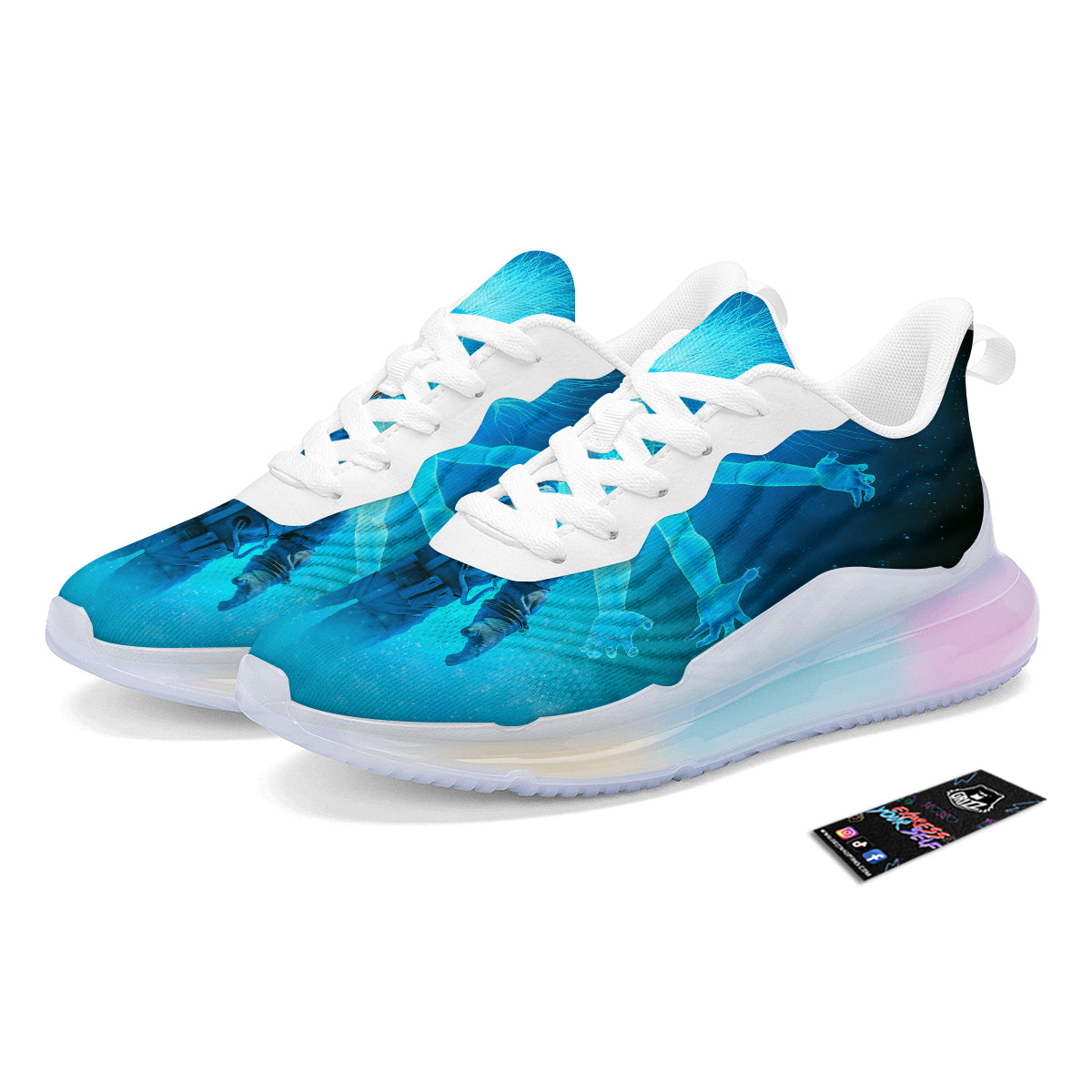 Astronaut And Female Alien Print Running Sneakers-grizzshop