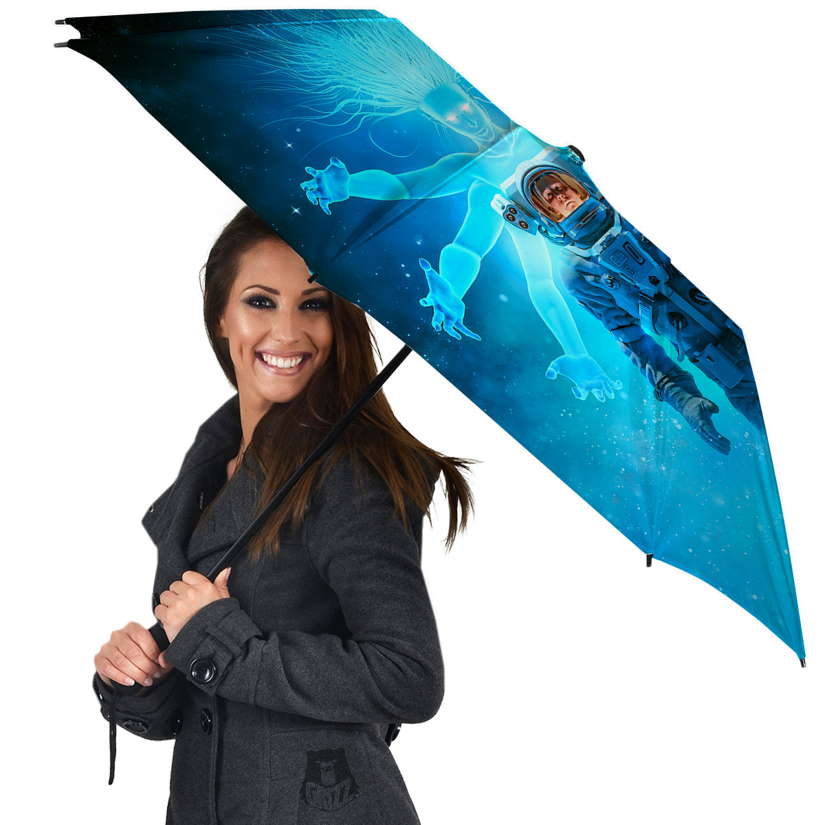 Astronaut And Female Alien Print Umbrella-grizzshop