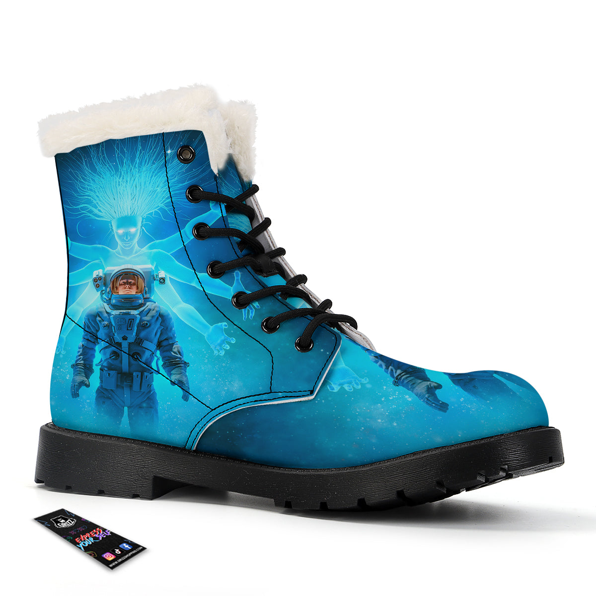 Astronaut And Female Alien Print Winter Boots-grizzshop