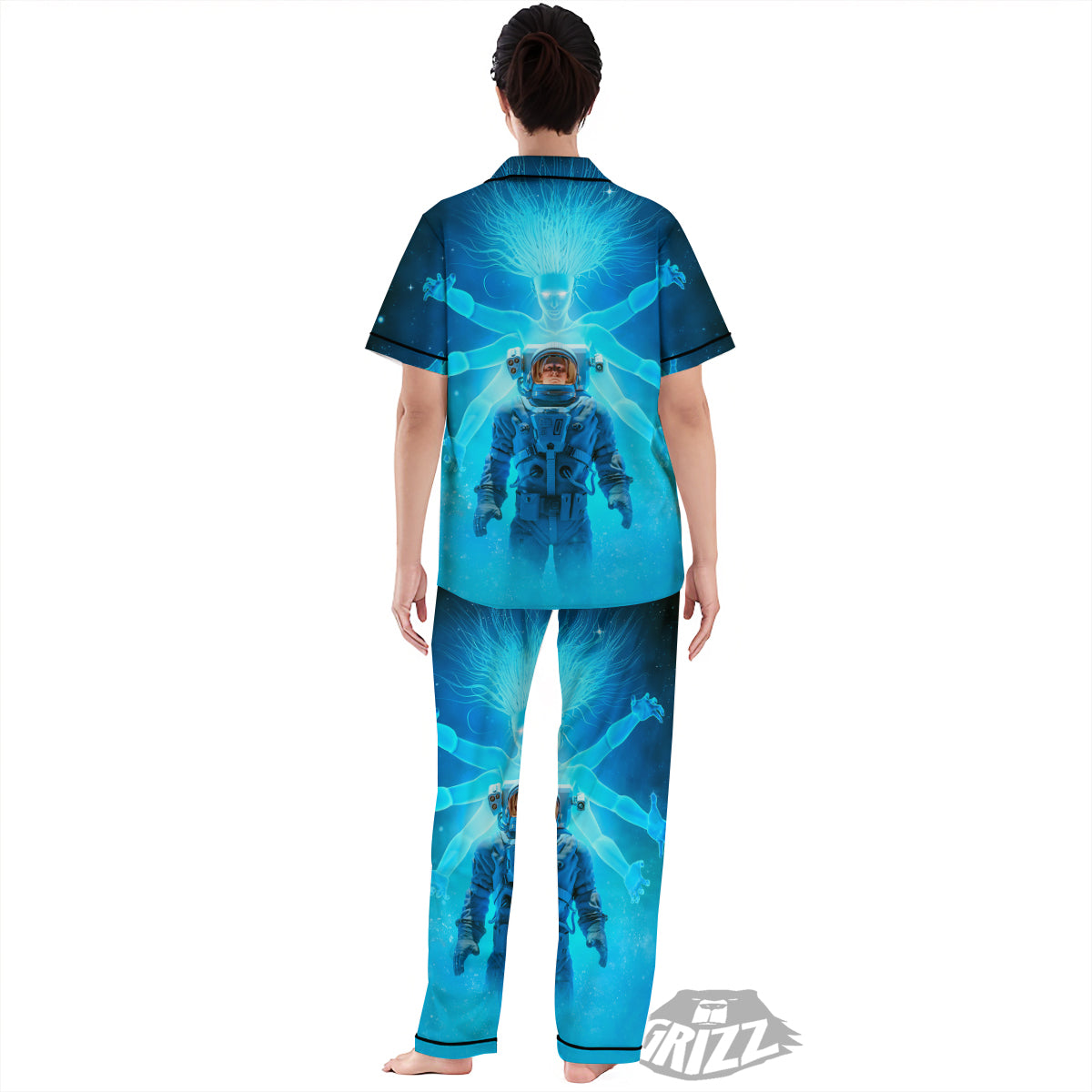 Astronaut And Female Alien Print Women's Pajamas Set-grizzshop