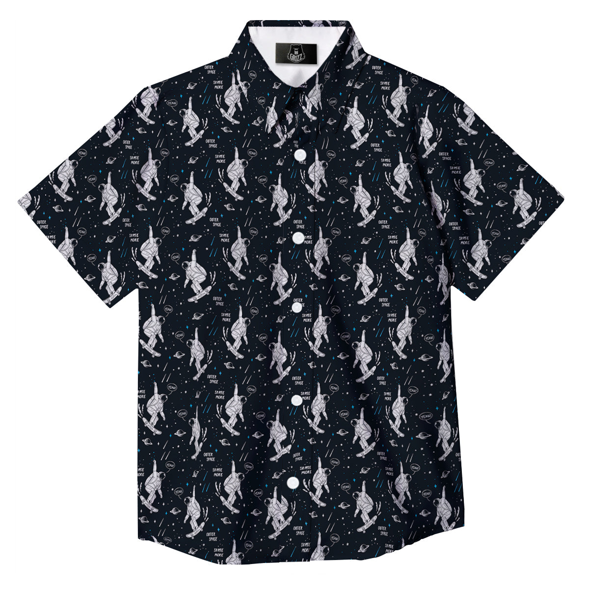 Astronaut Cute Print Pattern Button Up Shirt-grizzshop