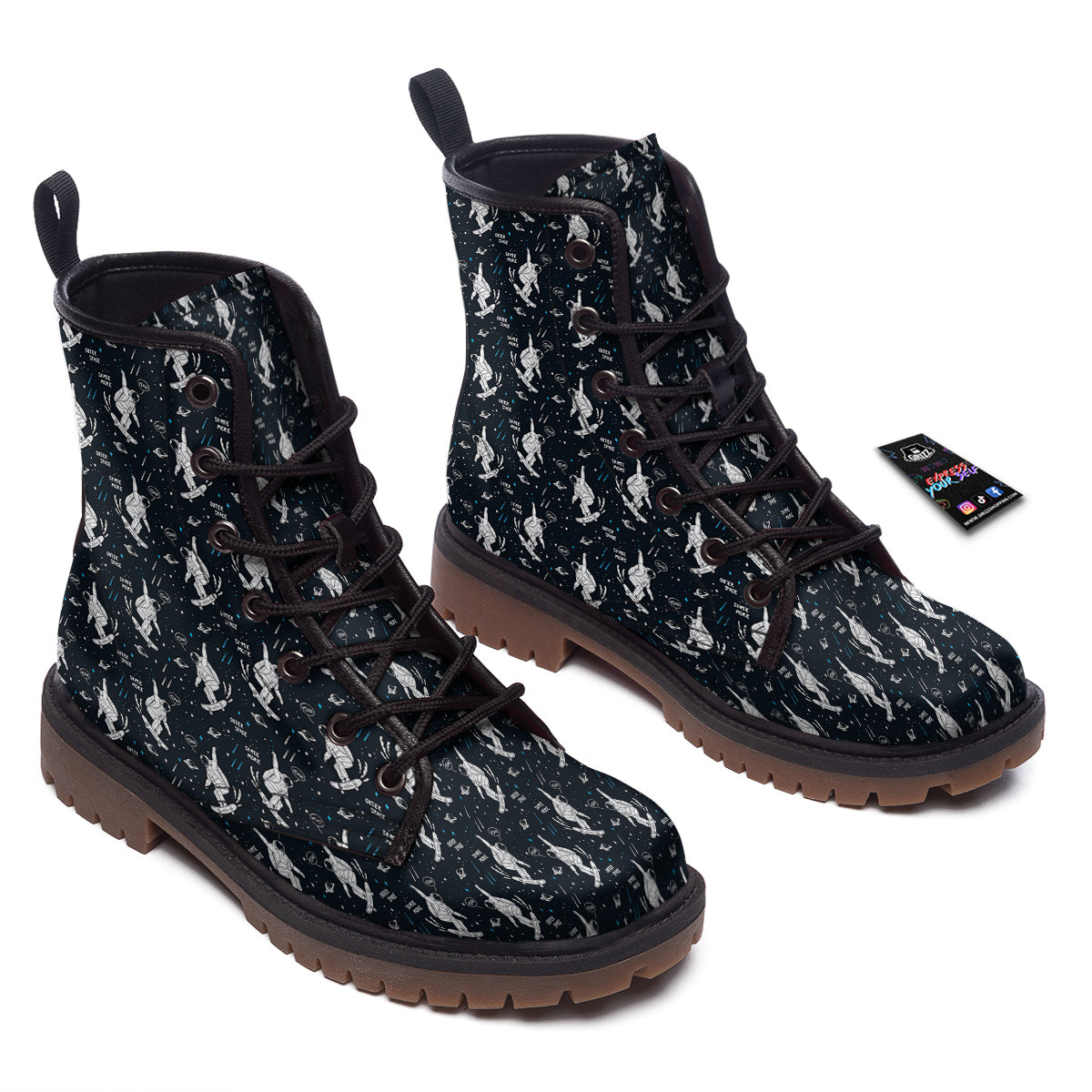 Astronaut Cute Print Pattern Work Boots-grizzshop