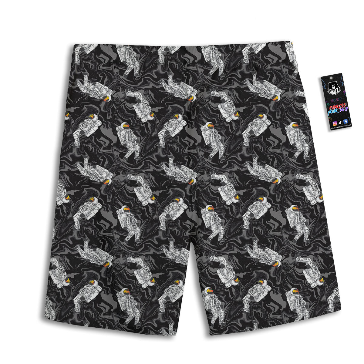 Astronaut Floating In Space Print Men's Athletic Shorts