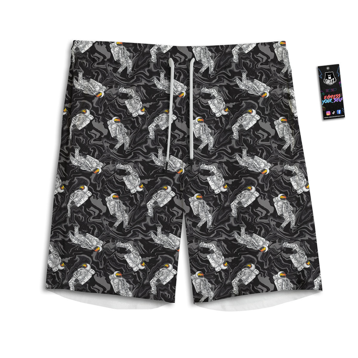 Astronaut Floating In Space Print Men's Athletic Shorts