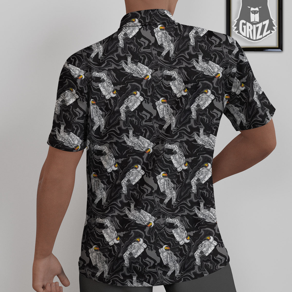 Astronaut Floating In Space Print Untucked Shirts-grizzshop