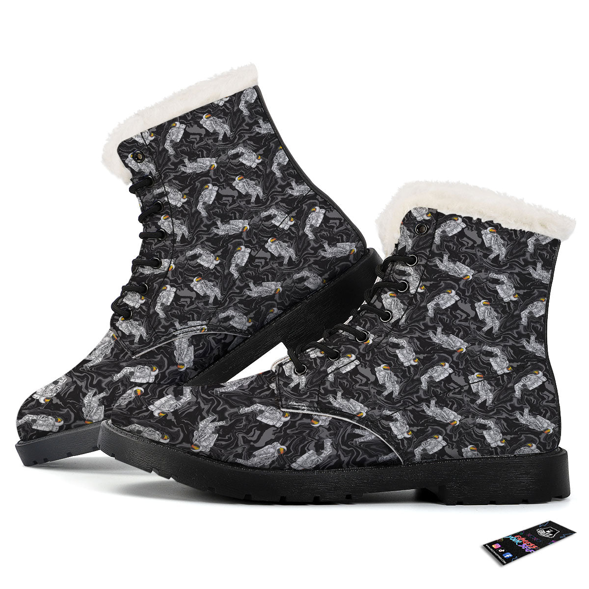Astronaut Floating In Space Print Winter Boots-grizzshop