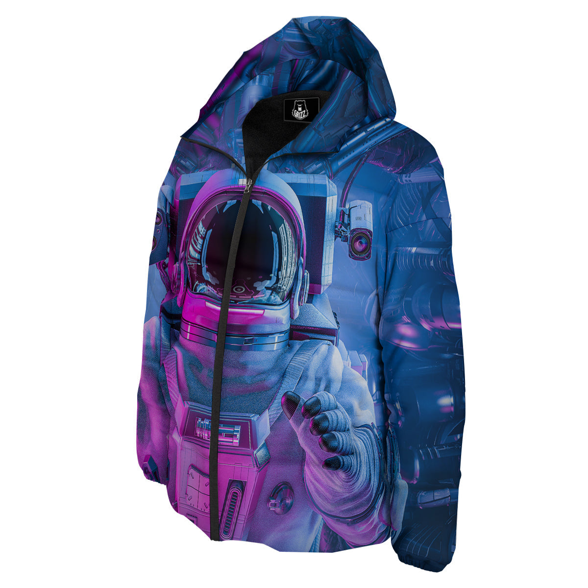 Astronaut Futuristic Print Down Jacket-grizzshop