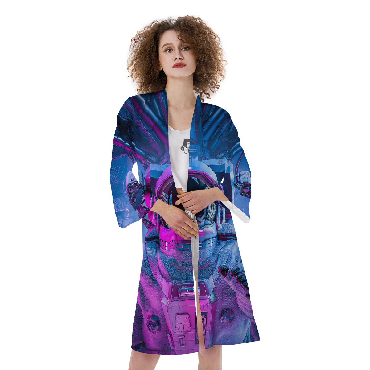 Astronaut Futuristic Print Kimono-grizzshop