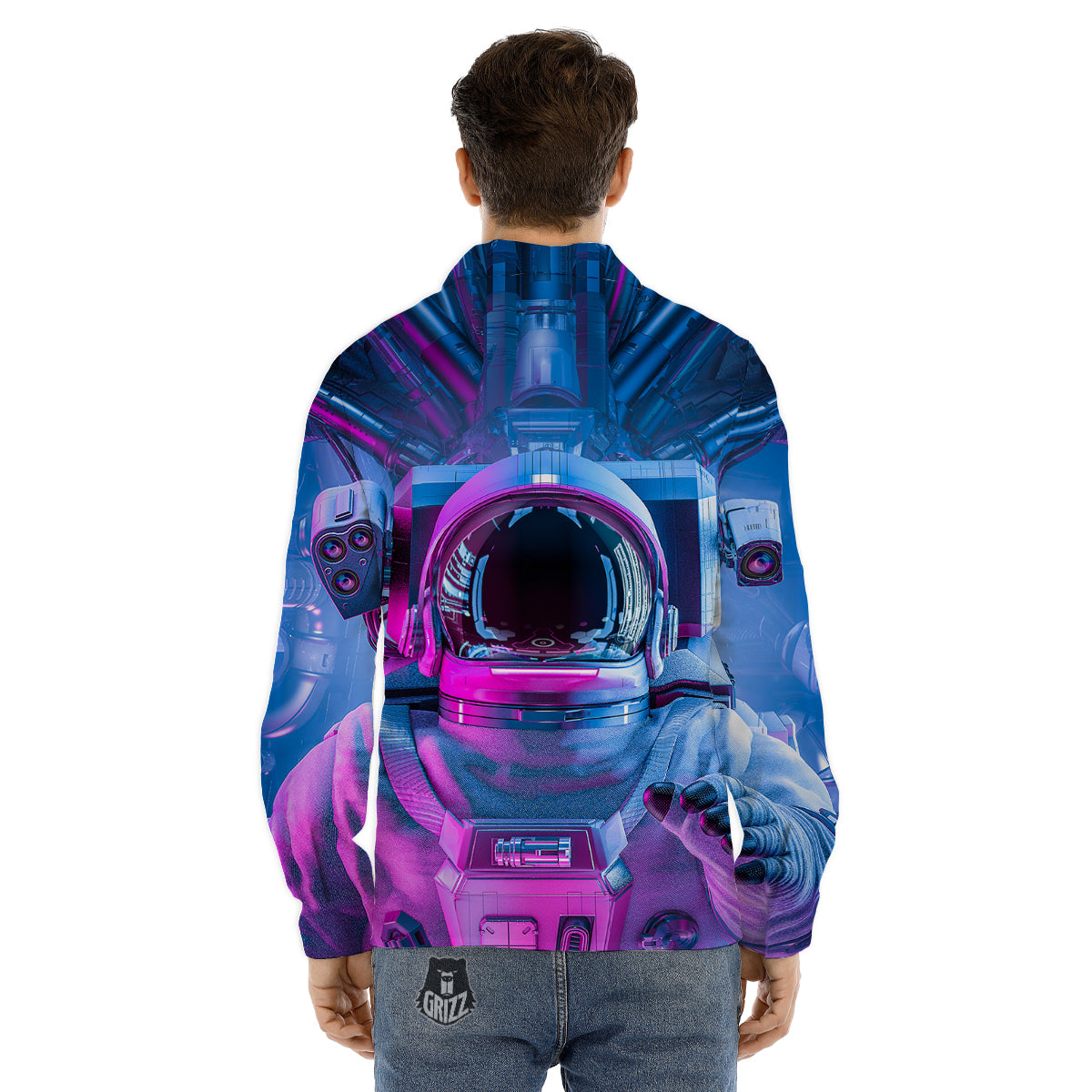 Astronaut Futuristic Print Men's Dress Shirts-grizzshop