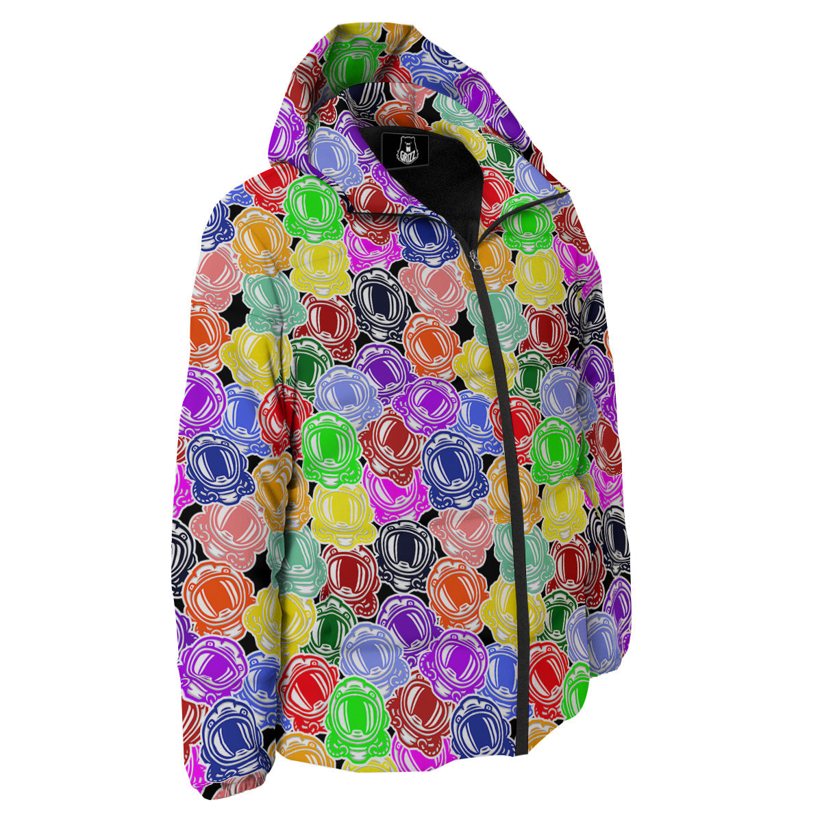 Astronaut Helmet Colorful Print Pattern Down Jacket-grizzshop