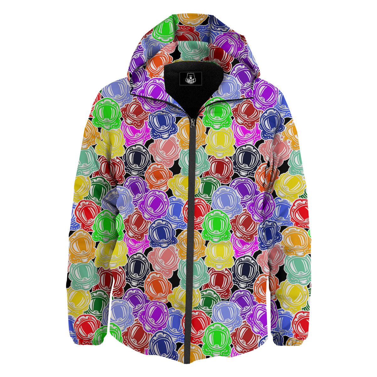 Astronaut Helmet Colorful Print Pattern Down Jacket-grizzshop