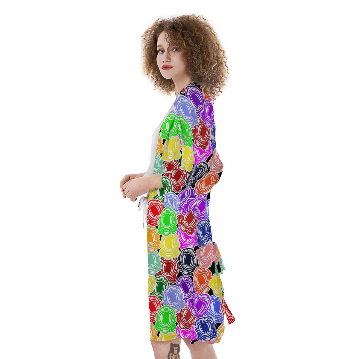 Astronaut Helmet Colorful Print Pattern Kimono-grizzshop