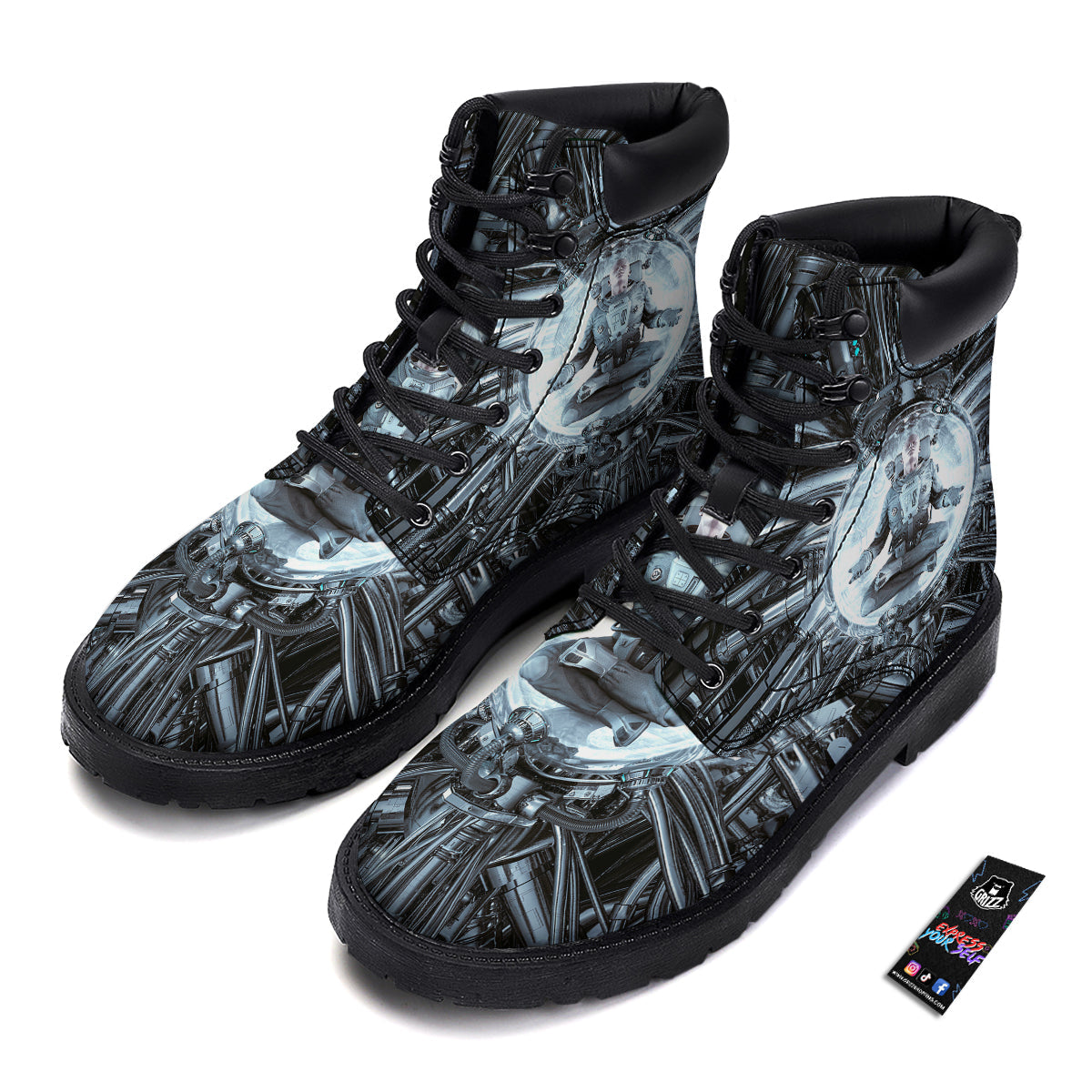 Astronaut In Machine Print Boots-grizzshop