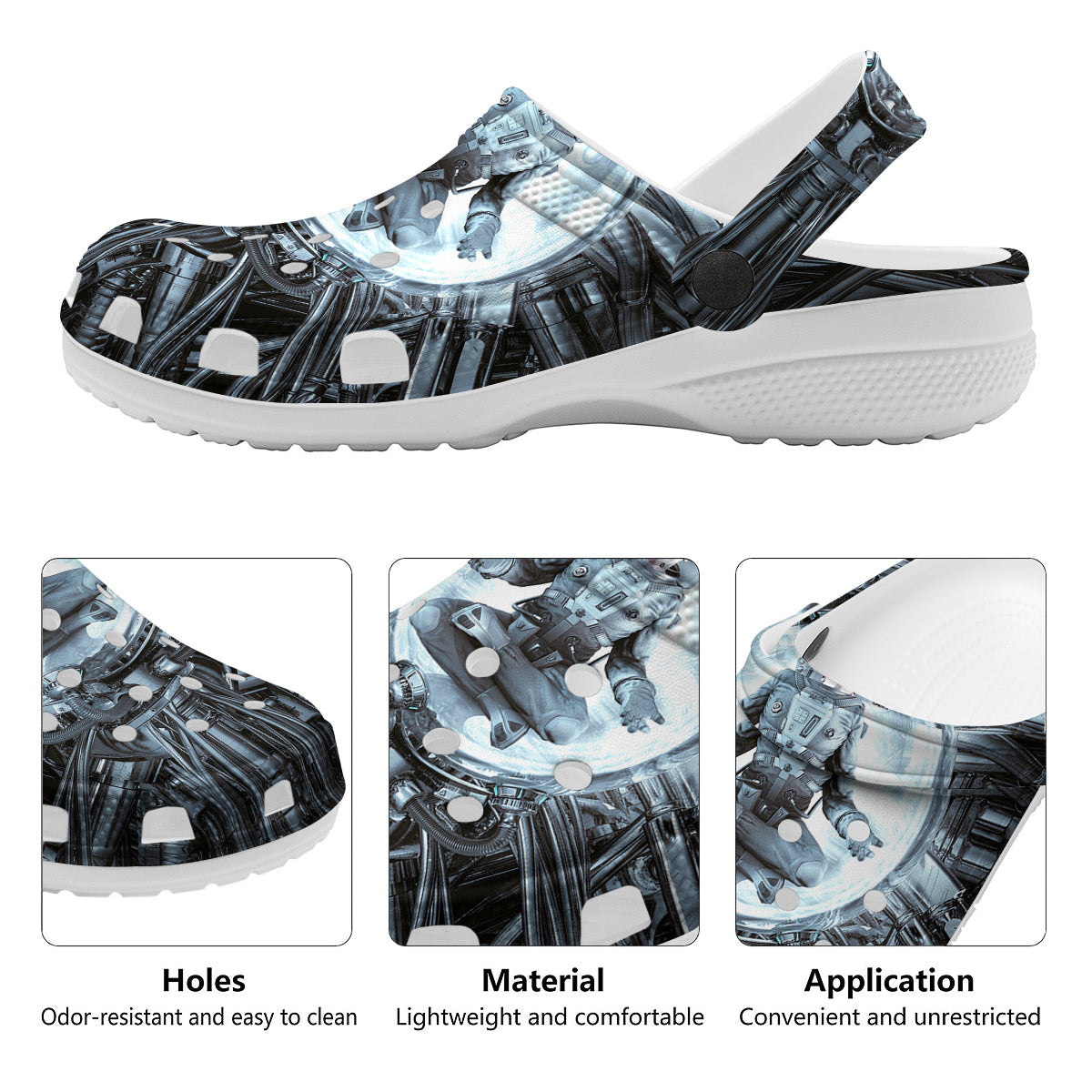 Astronaut In Machine Print Clog-grizzshop