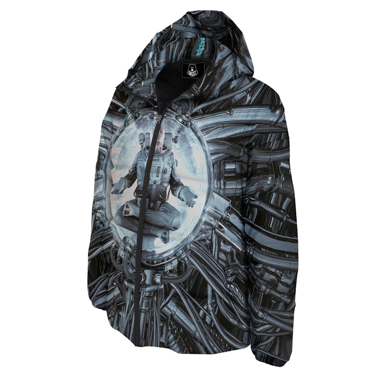 Astronaut In Machine Print Down Jacket-grizzshop